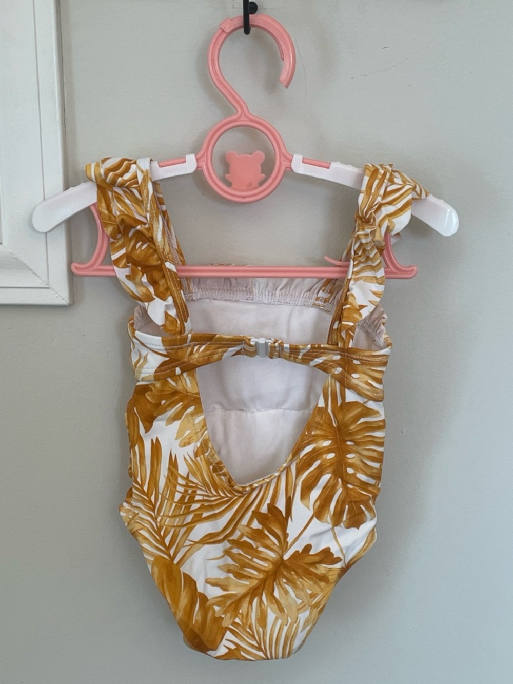 Janie And Jack Baby Girls Gold And White Palm Swimsuit Size 6 To 12 Months - Picture 2 of 4